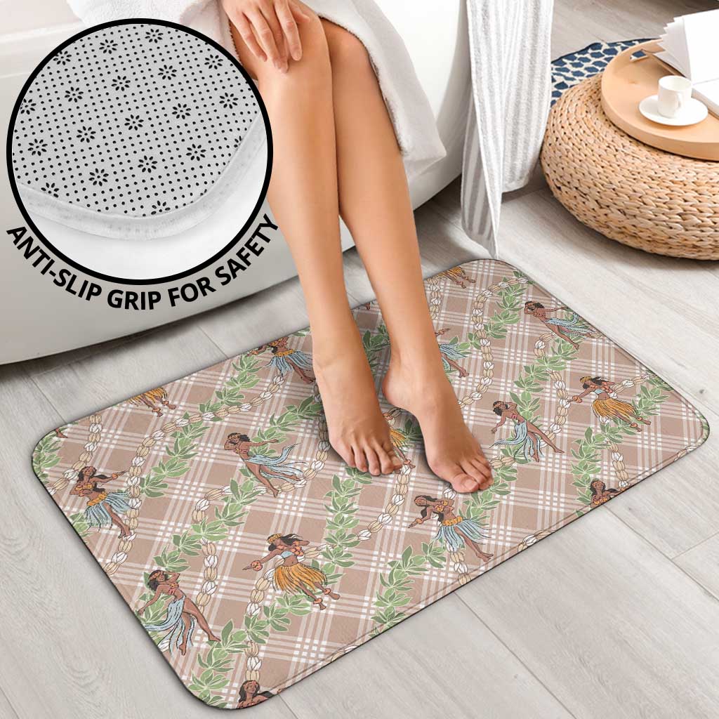 Beige Palaka Hula Girls Seamless Hawaii Aloha Bathroom Set - Polynesian Pride