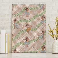Beige Palaka Hula Girls Seamless Hawaii Aloha Canvas Wall Art - Polynesian Pride