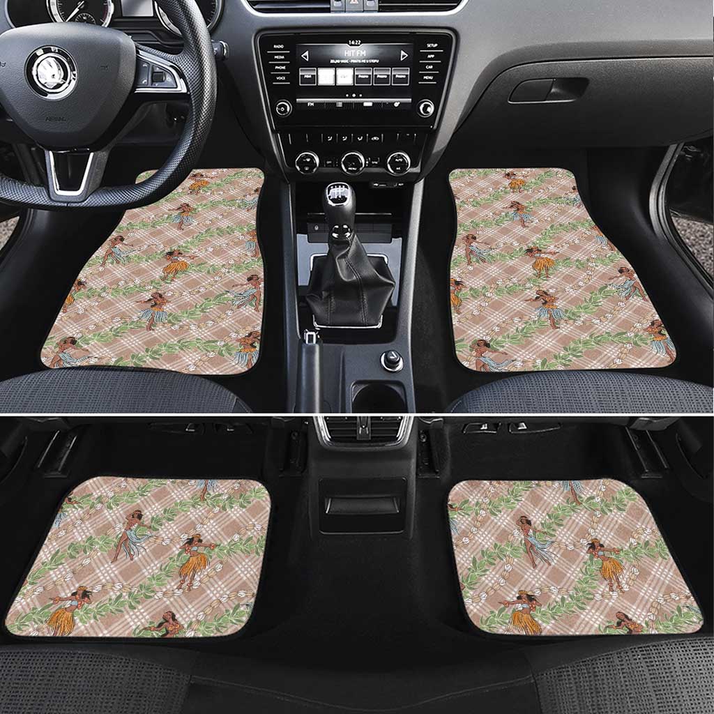 Beige Palaka Hula Girls Seamless Hawaii Aloha Car Mats - Polynesian Pride