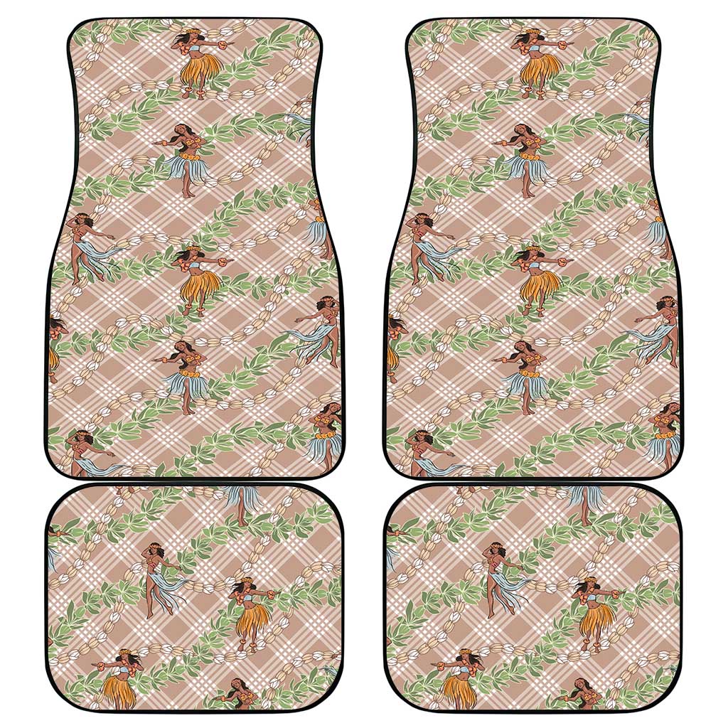 Beige Palaka Hula Girls Seamless Hawaii Aloha Car Mats - Polynesian Pride