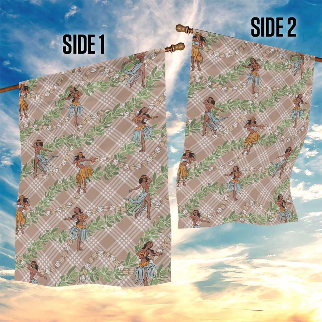 Beige Palaka Hula Girls Seamless Hawaii Aloha Garden Flag - Polynesian Pride