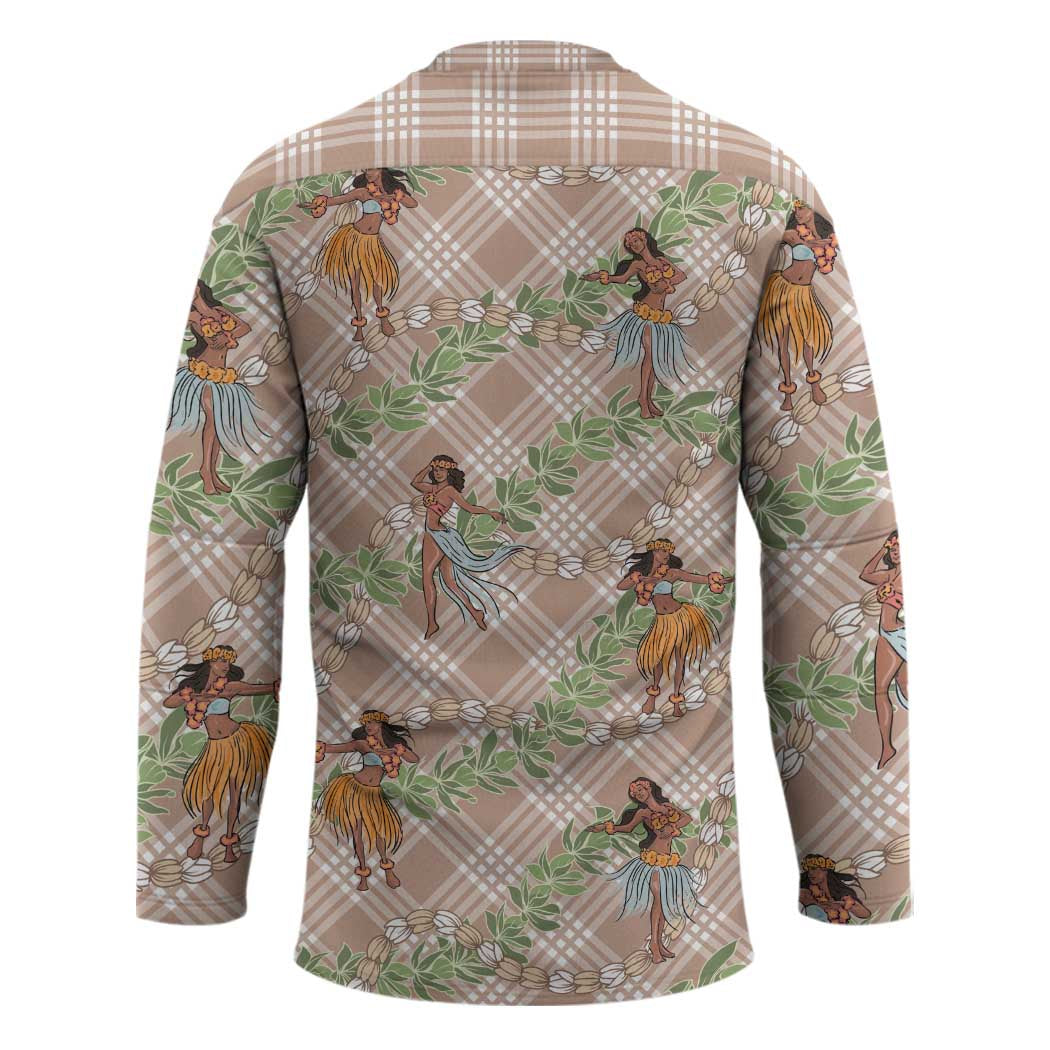 Beige Palaka Hula Girls Seamless Hawaii Aloha Hockey Jersey - Polynesian Pride