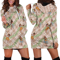 Beige Palaka Hula Girls Seamless Hawaii Aloha Hoodie Dress - Polynesian Pride