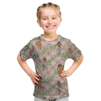 Beige Palaka Hula Girls Seamless Hawaii Aloha Kid T Shirt - Polynesian Pride