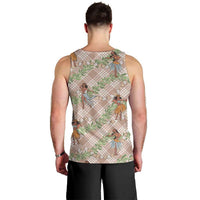 Beige Palaka Hula Girls Seamless Hawaii Aloha Men Tank Top - Polynesian Pride