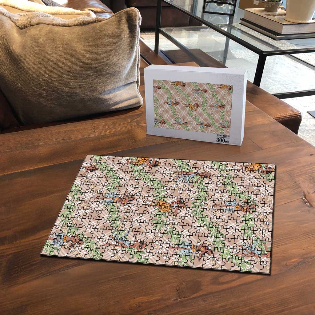 Beige Palaka Hula Girls Seamless Hawaii Aloha Puzzle - Polynesian Pride