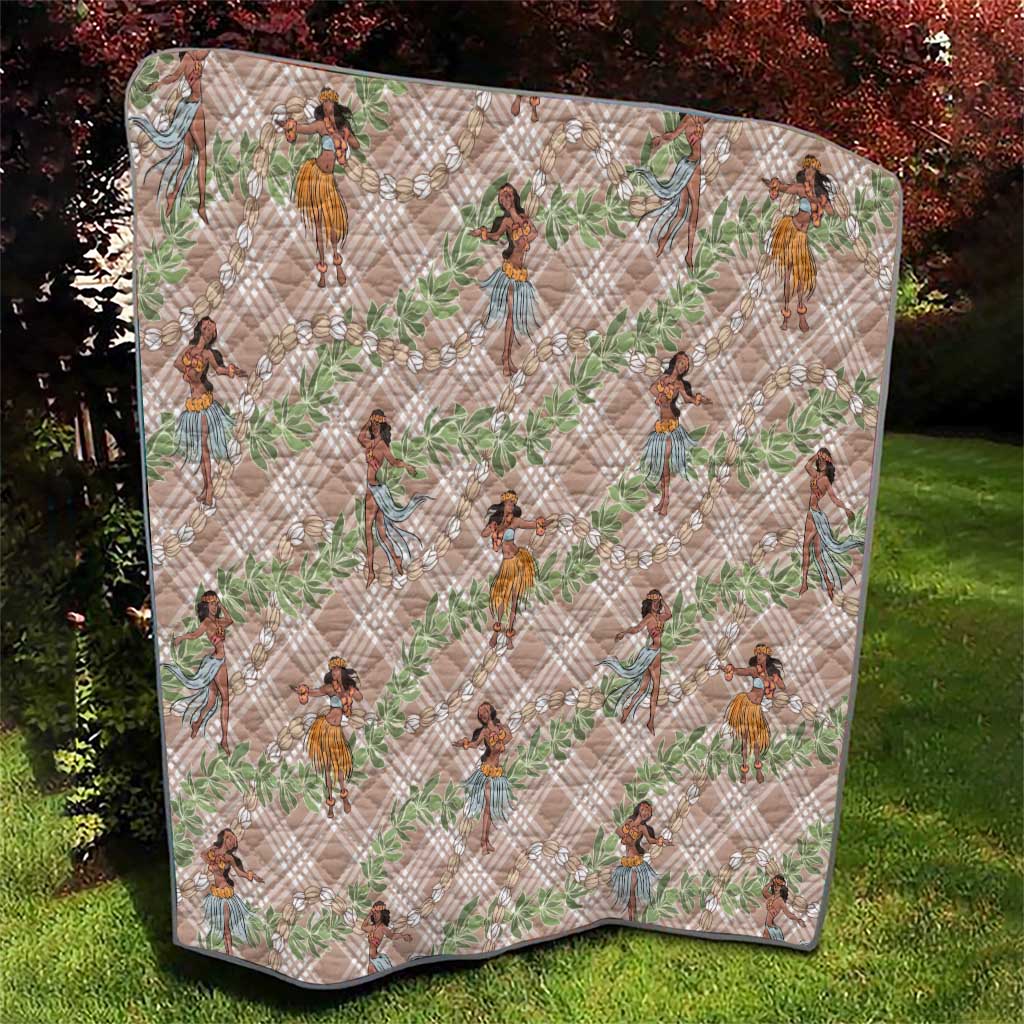 Beige Palaka Hula Girls Seamless Hawaii Aloha Quilt - Polynesian Pride