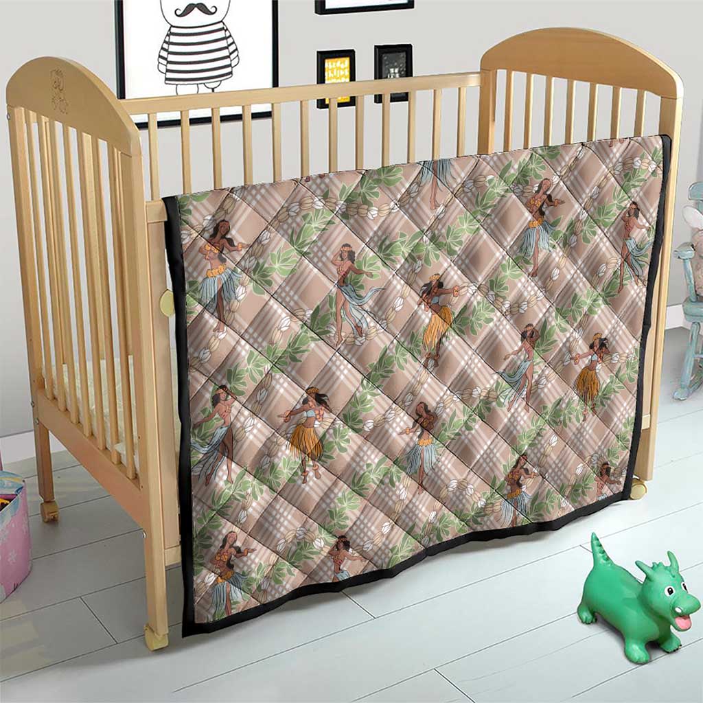 Beige Palaka Hula Girls Seamless Hawaii Aloha Quilt - Polynesian Pride