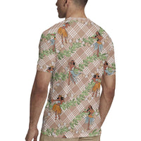 Beige Palaka Hula Girls Seamless Hawaii Aloha Rugby Jersey - Polynesian Pride