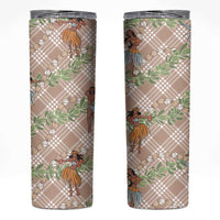 Beige Palaka Hula Girls Seamless Hawaii Aloha Skinny Tumbler - Polynesian Pride