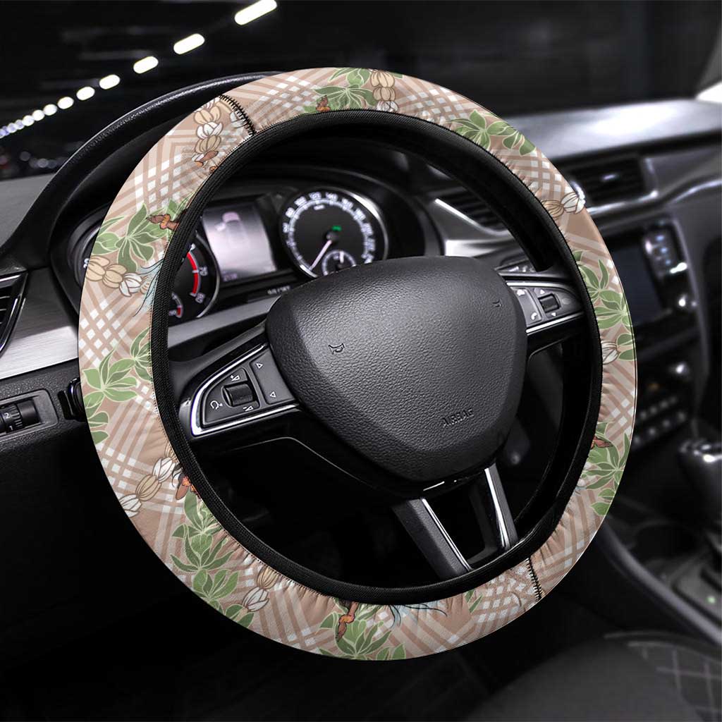Beige Palaka Hula Girls Seamless Hawaii Aloha Steering Wheel Cover - Polynesian Pride