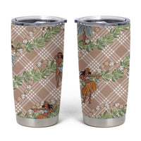 Beige Palaka Hula Girls Seamless Hawaii Aloha Tumbler Cup - Polynesian Pride