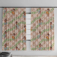 Beige Palaka Hula Girls Seamless Hawaii Aloha Window Curtain - Polynesian Pride