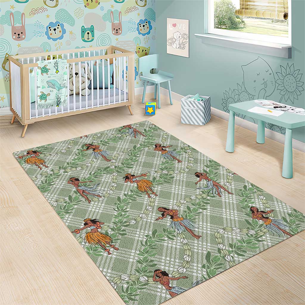 Mint Palaka Hula Girls Seamless Hawaii Aloha Area Rug - Polynesian Pride