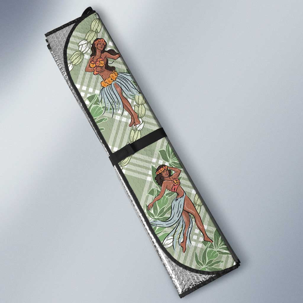 Mint Palaka Hula Girls Seamless Hawaii Aloha Auto Sun Shade - Polynesian Pride