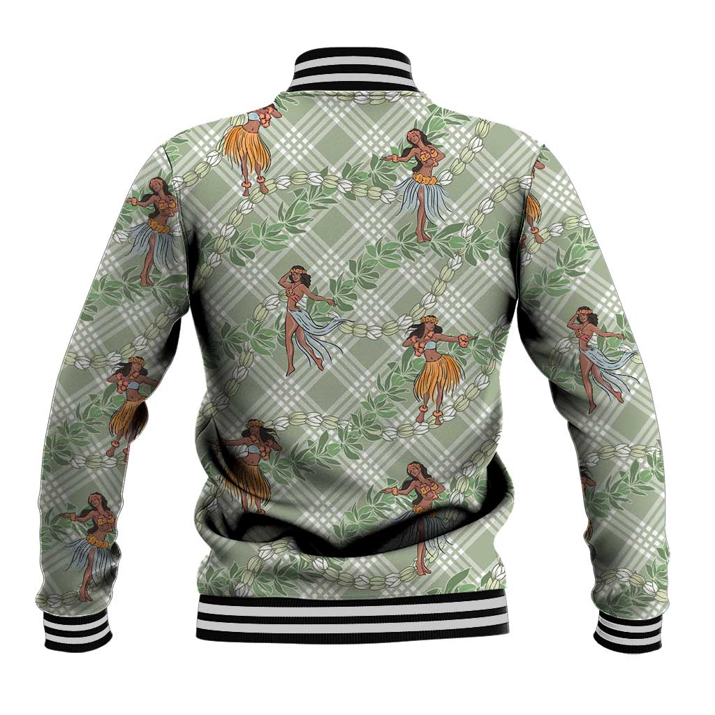 Mint Palaka Hula Girls Seamless Hawaii Aloha Baseball Jacket - Polynesian Pride
