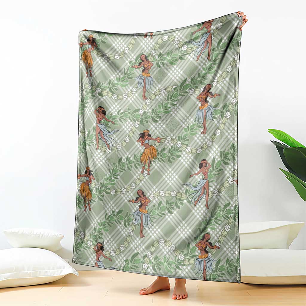 Mint Palaka Hula Girls Seamless Hawaii Aloha Blanket - Polynesian Pride