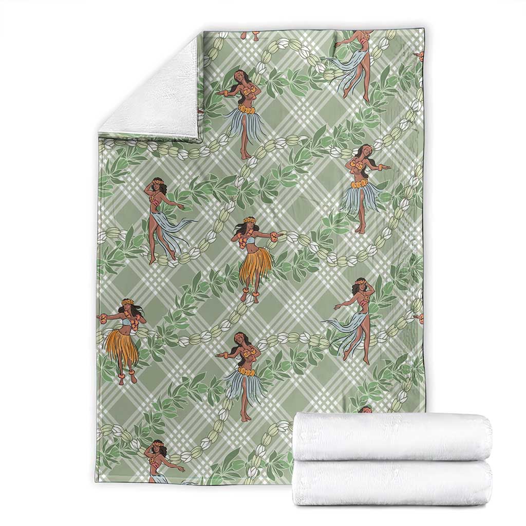 Mint Palaka Hula Girls Seamless Hawaii Aloha Blanket - Polynesian Pride