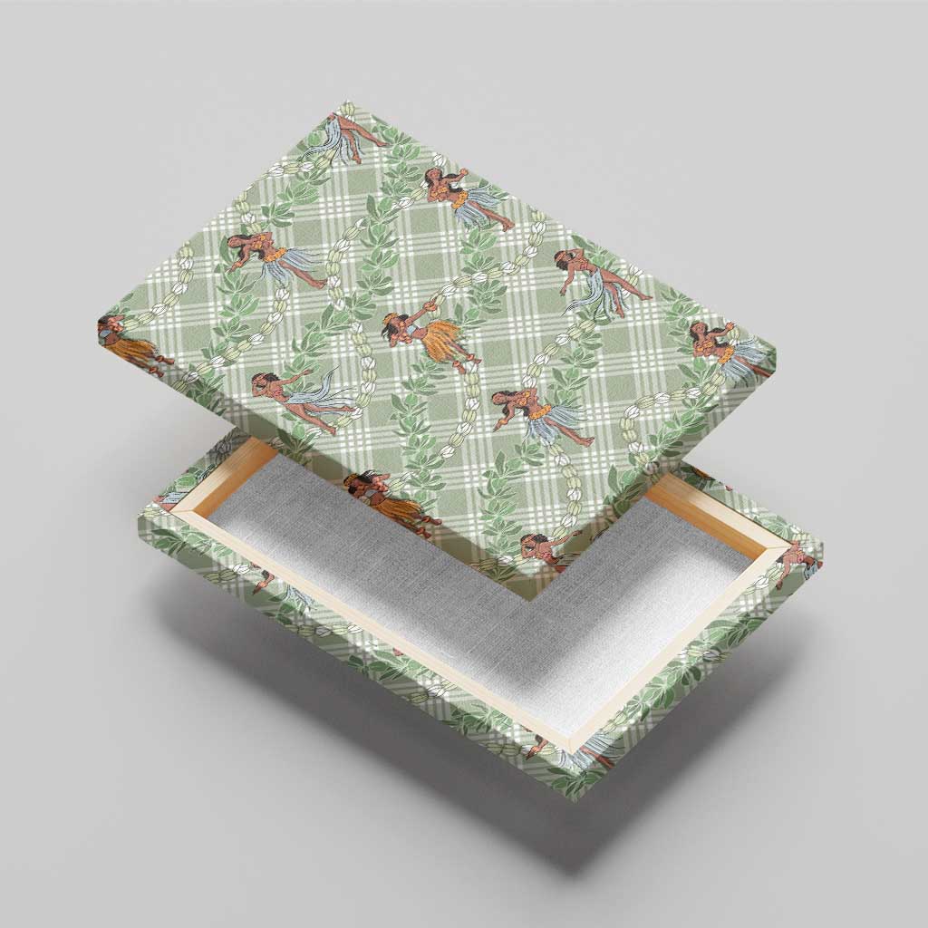 Mint Palaka Hula Girls Seamless Hawaii Aloha Canvas Wall Art - Polynesian Pride