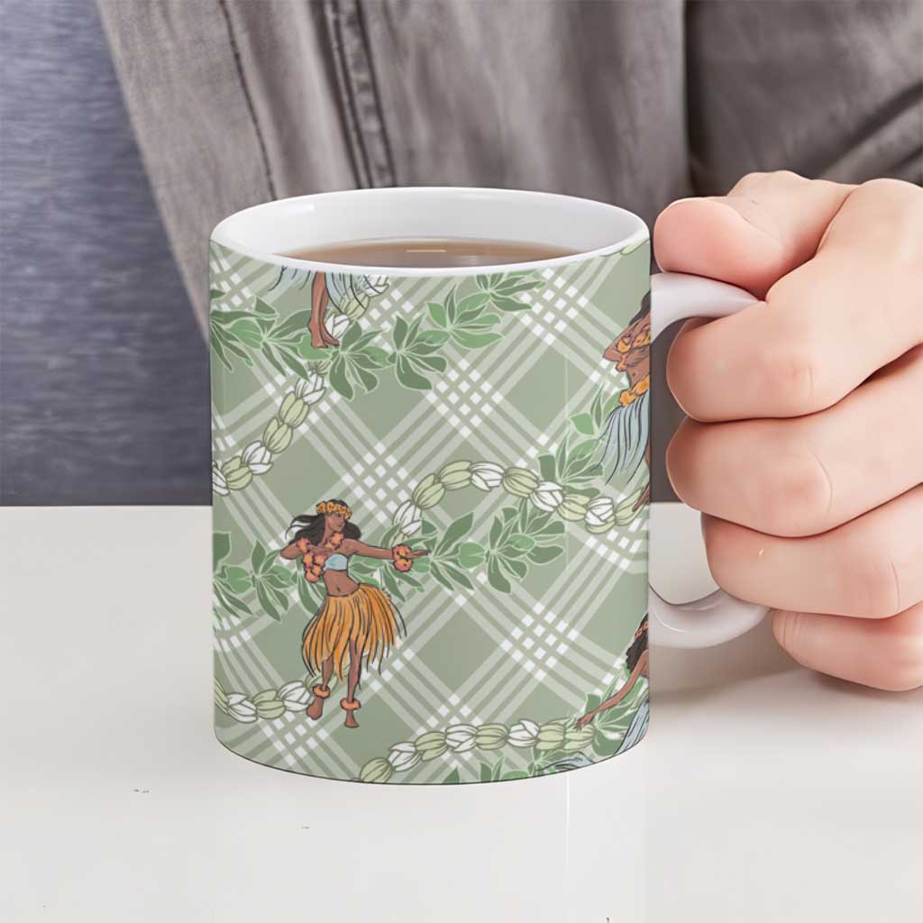 Mint Palaka Hula Girls Seamless Hawaii Aloha Ceramic Mug - Polynesian Pride