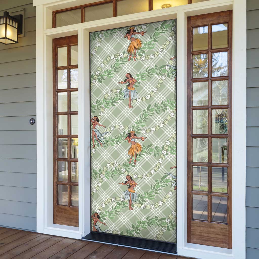 Mint Palaka Hula Girls Seamless Hawaii Aloha Door Cover - Polynesian Pride