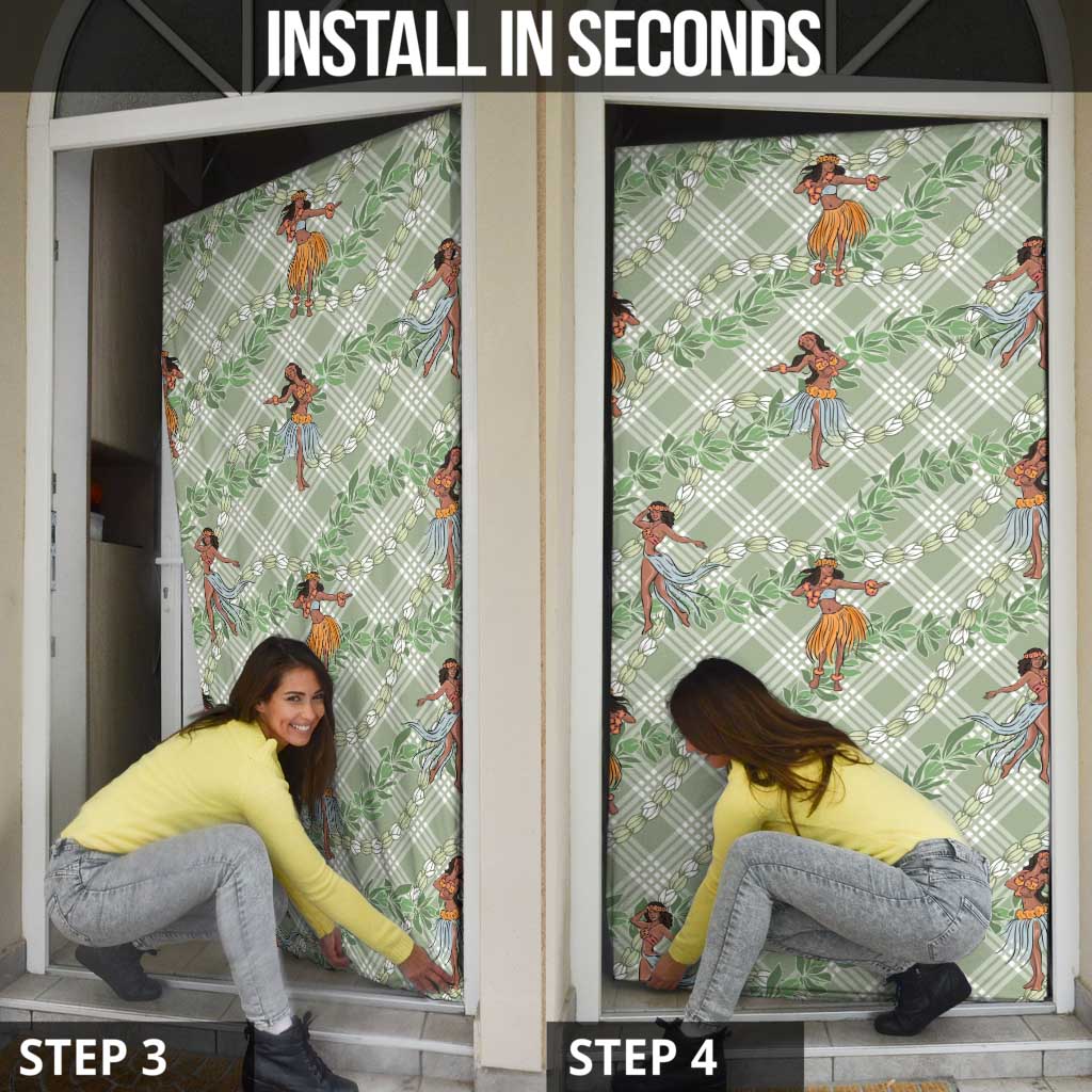 Mint Palaka Hula Girls Seamless Hawaii Aloha Door Cover - Polynesian Pride