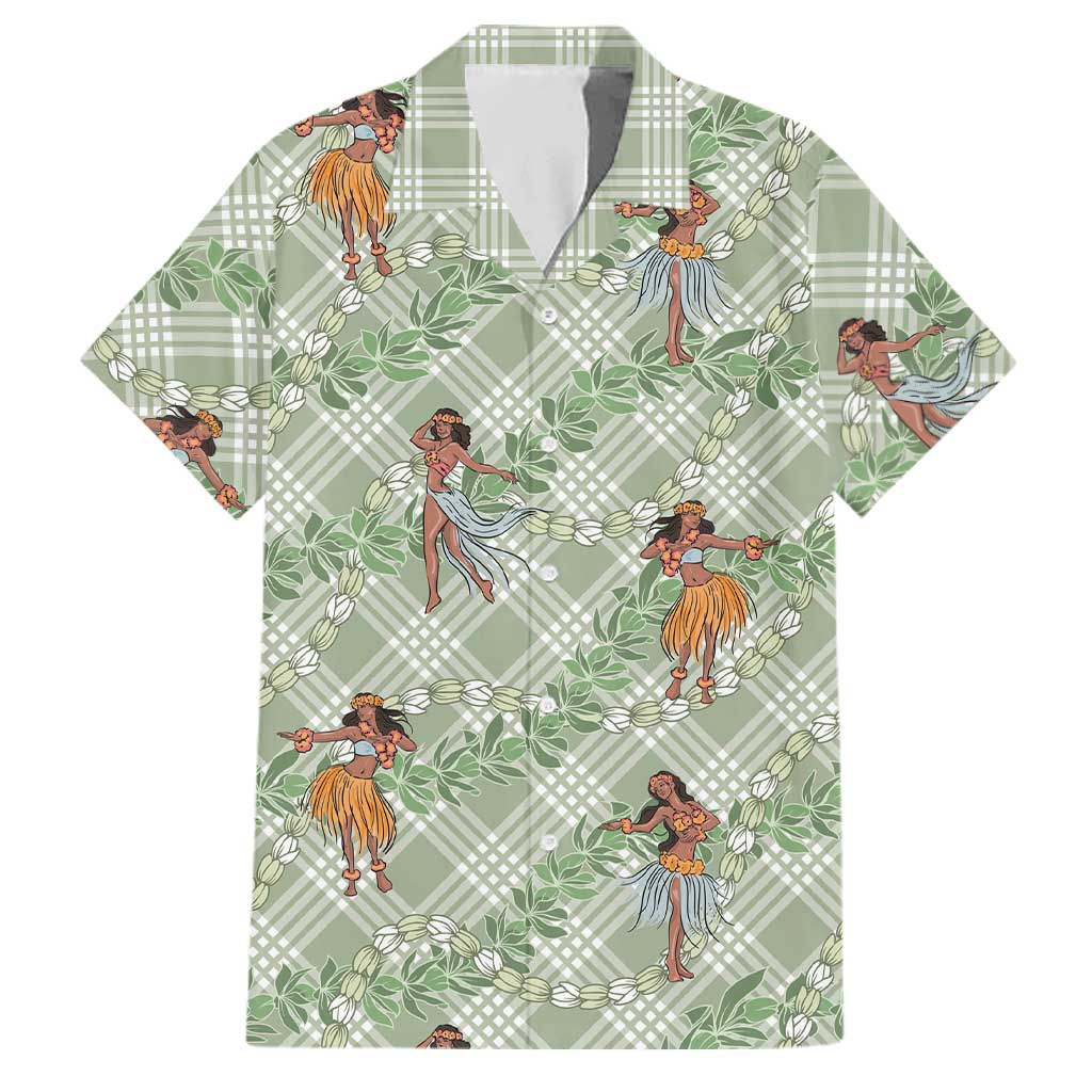Mint Palaka Hula Girls Seamless Hawaii Aloha Family Matching Mermaid Dress and Hawaiian Shirt LT7 Dad's Shirt - Short Sleeve Mint - Polynesian Pride