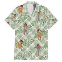 Mint Palaka Hula Girls Seamless Hawaii Aloha Family Matching Off Shoulder Maxi Dress and Hawaiian Shirt - Polynesian Pride