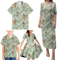 Mint Palaka Hula Girls Seamless Hawaii Aloha Family Matching Puletasi and Hawaiian Shirt - Polynesian Pride