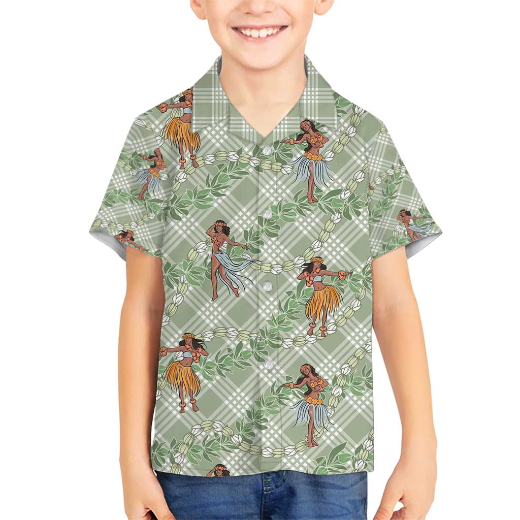 Mint Palaka Hula Girls Seamless Hawaii Aloha Family Matching Puletasi and Hawaiian Shirt - Polynesian Pride