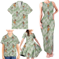 Mint Palaka Hula Girls Seamless Hawaii Aloha Family Matching Tank Maxi Dress and Hawaiian Shirt - Polynesian Pride