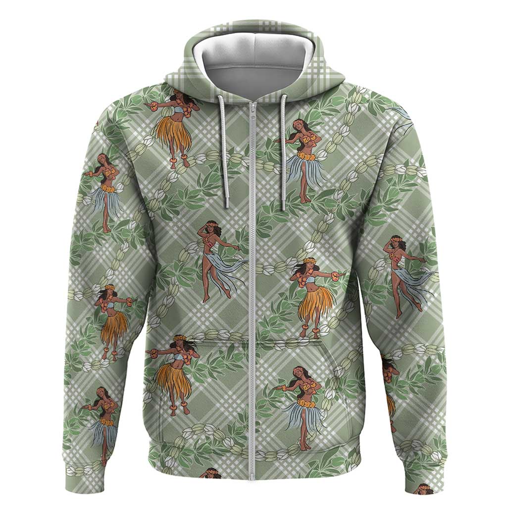 Mint Palaka Hula Girls Seamless Hawaii Aloha Hoodie - Polynesian Pride