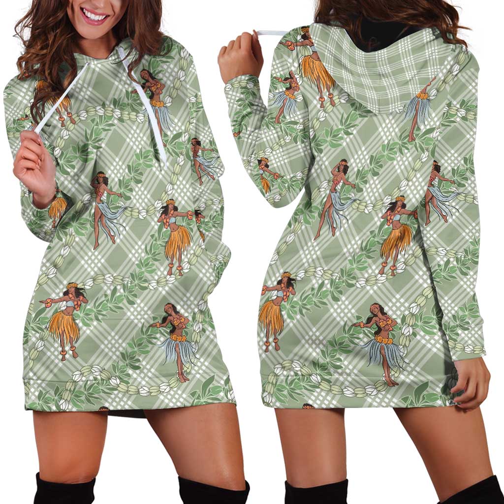 Mint Palaka Hula Girls Seamless Hawaii Aloha Hoodie Dress - Polynesian Pride