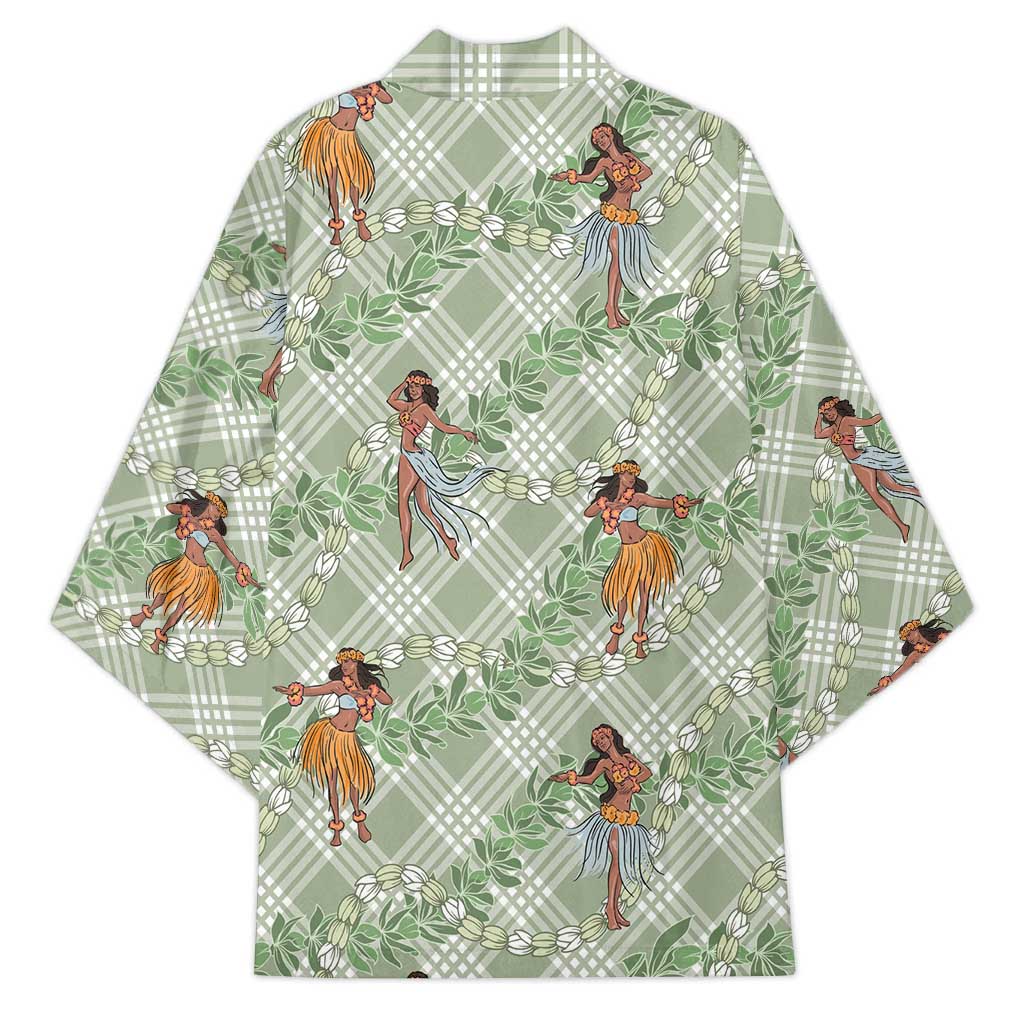 Mint Palaka Hula Girls Seamless Hawaii Aloha Kimono - Polynesian Pride