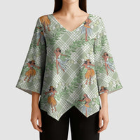 Mint Palaka Hula Girls Seamless Hawaii Aloha Kimono Sleeve Blouse - Polynesian Pride