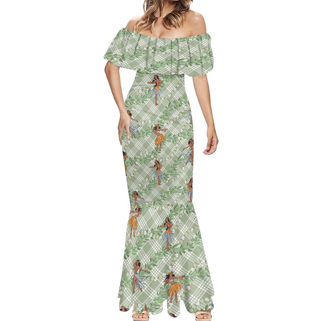 Mint Palaka Hula Girls Seamless Hawaii Aloha Mermaid Dress - Polynesian Pride