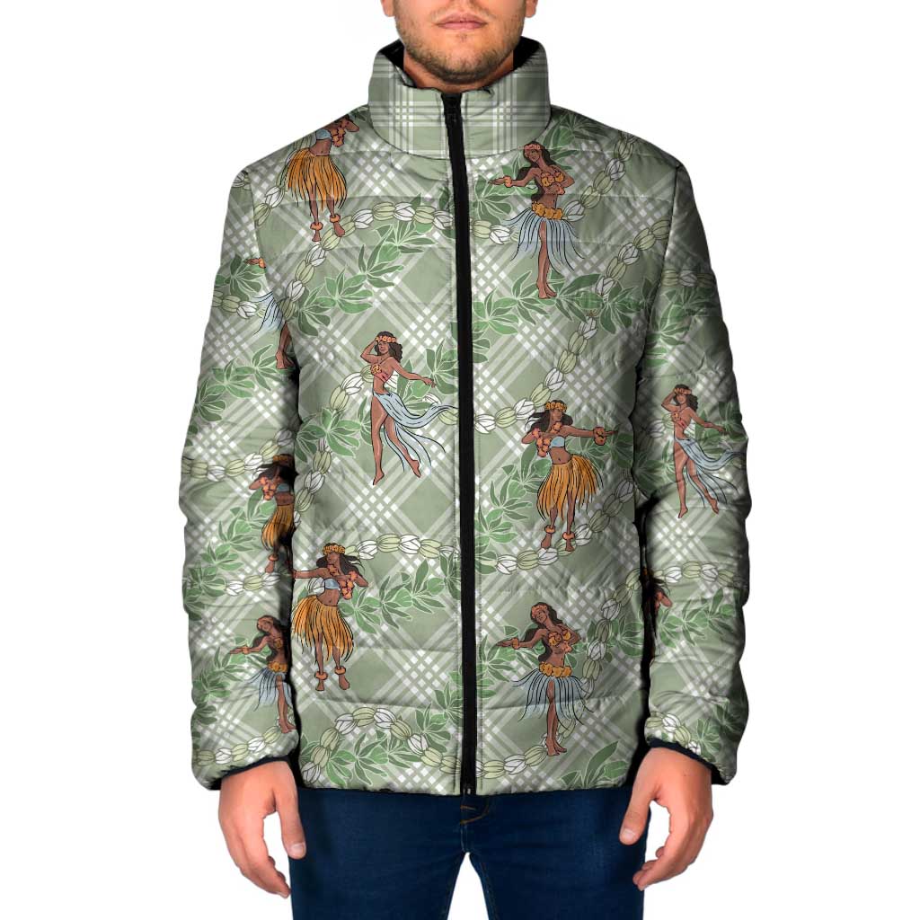 Mint Palaka Hula Girls Seamless Hawaii Aloha Padded Jacket - Polynesian Pride