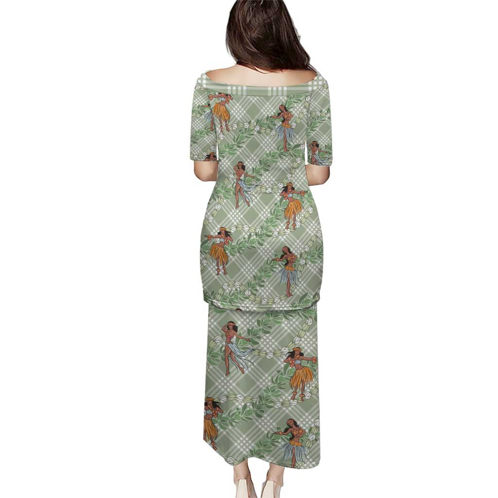 Mint Palaka Hula Girls Seamless Hawaii Aloha Puletasi - Polynesian Pride