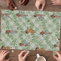 Mint Palaka Hula Girls Seamless Hawaii Aloha Puzzle - Polynesian Pride