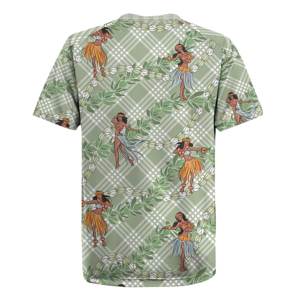 Mint Palaka Hula Girls Seamless Hawaii Aloha Rugby Jersey - Polynesian Pride