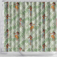 Mint Palaka Hula Girls Seamless Hawaii Aloha Shower Curtain - Polynesian Pride