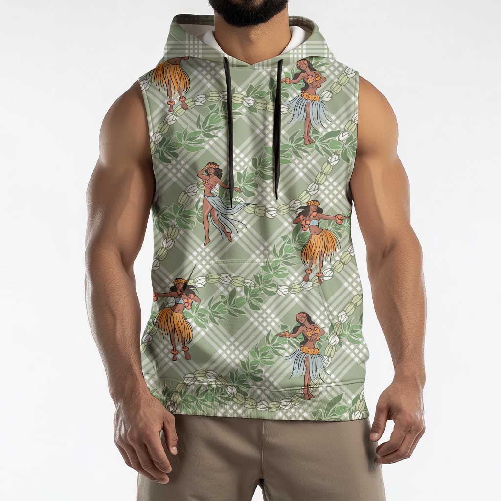 Mint Palaka Hula Girls Seamless Hawaii Aloha Sleeveless Hoodie - Polynesian Pride