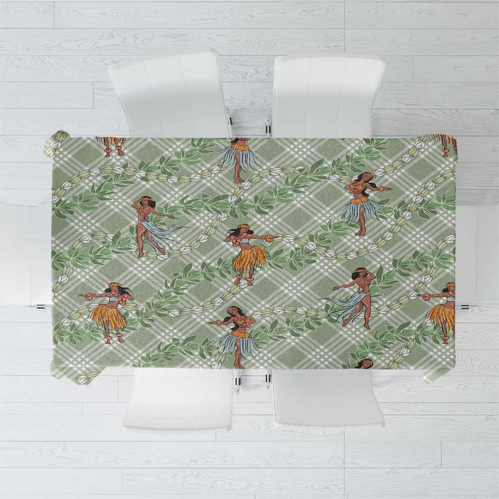Mint Palaka Hula Girls Seamless Hawaii Aloha Tablecloth - Polynesian Pride