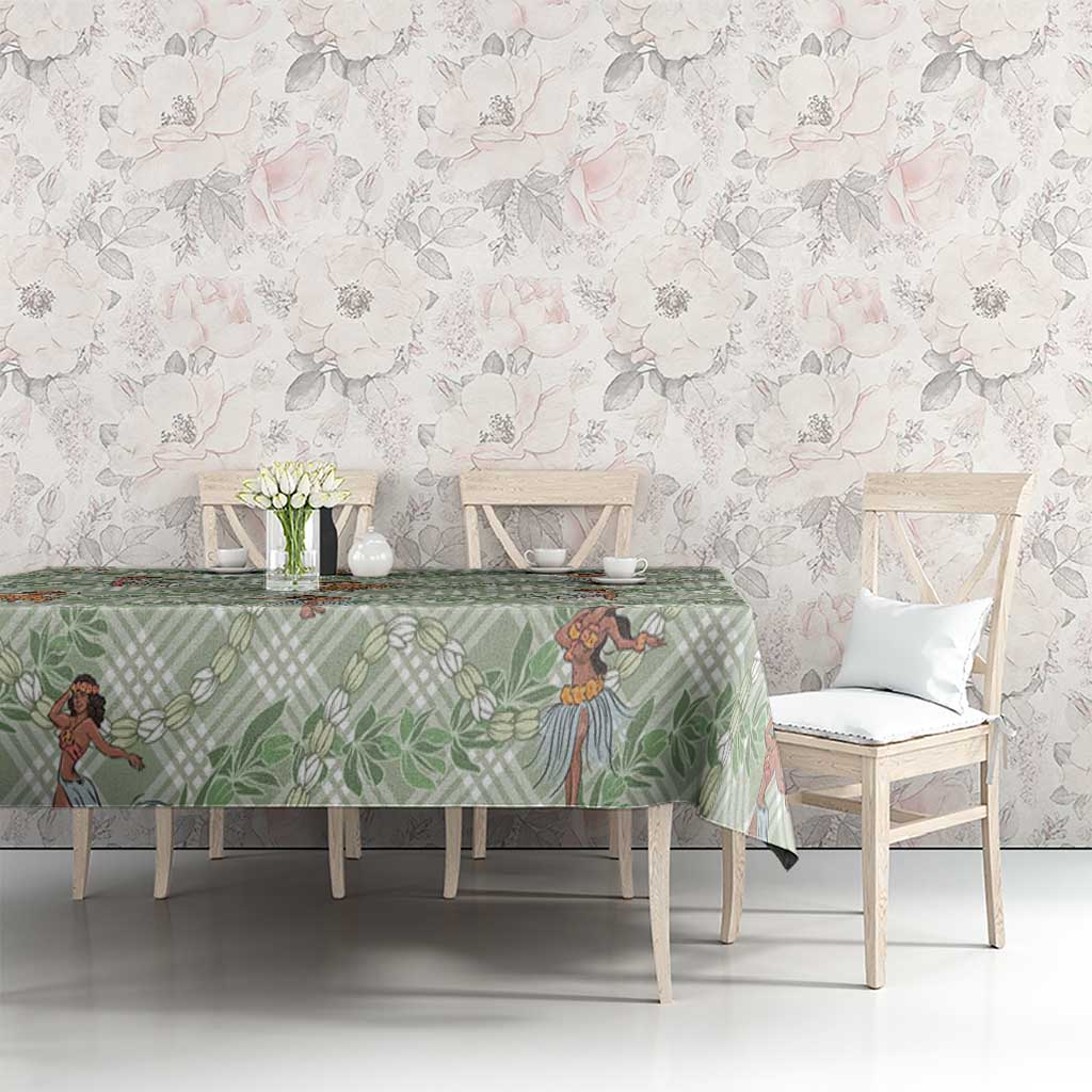 Mint Palaka Hula Girls Seamless Hawaii Aloha Tablecloth - Polynesian Pride