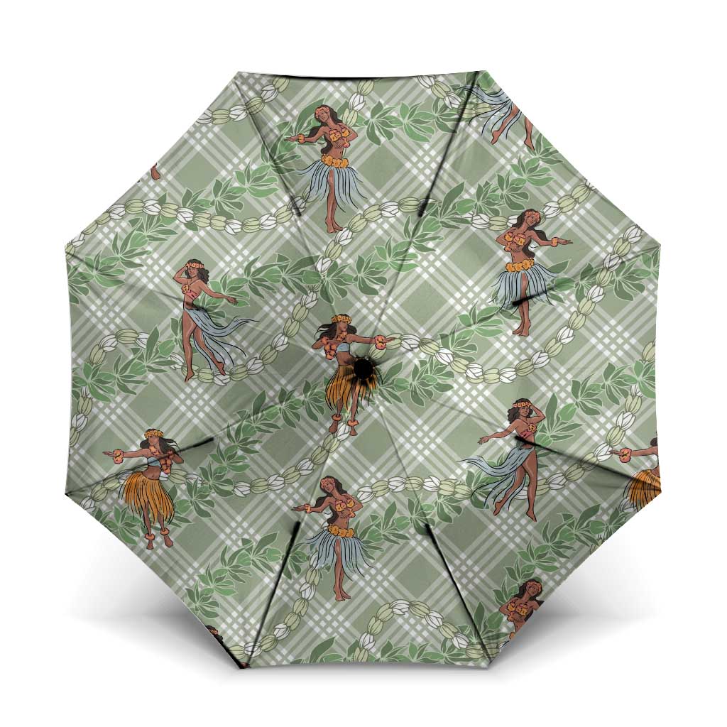 Mint Palaka Hula Girls Seamless Hawaii Aloha Umbrella - Polynesian Pride
