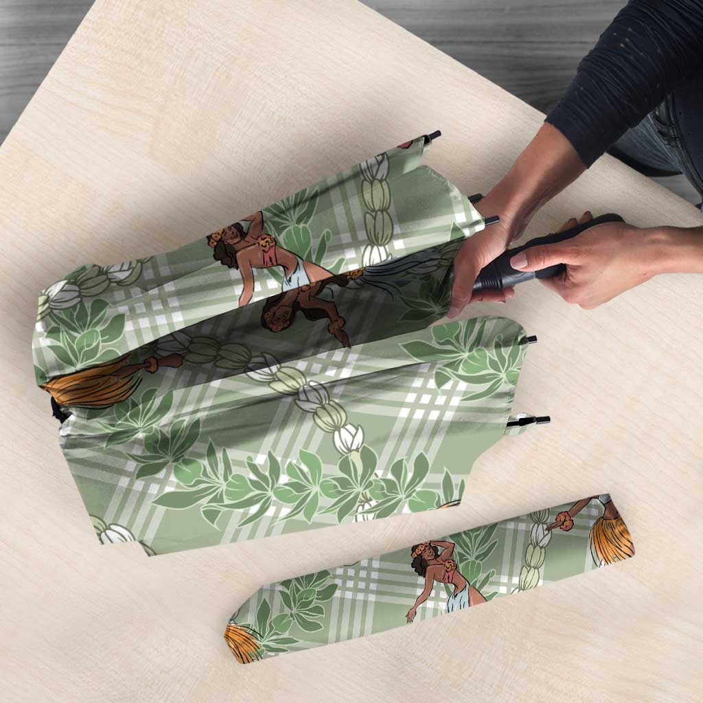 Mint Palaka Hula Girls Seamless Hawaii Aloha Umbrella - Polynesian Pride