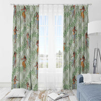 Mint Palaka Hula Girls Seamless Hawaii Aloha Window Curtain - Polynesian Pride
