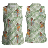 Mint Palaka Hula Girls Seamless Hawaii Aloha Women Sleeveless Polo Shirt - Polynesian Pride
