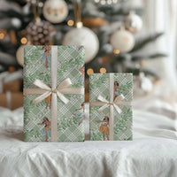Mint Palaka Hula Girls Seamless Hawaii Aloha Wrapping Paper