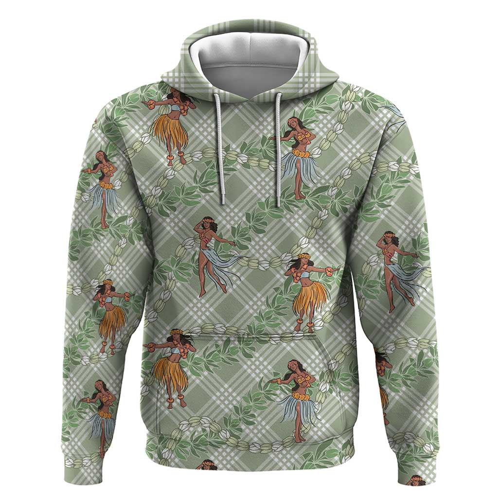 Mint Palaka Hula Girls Seamless Hawaii Aloha Zip Hoodie - Polynesian Pride